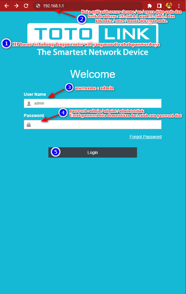Panduan Totolink - Login